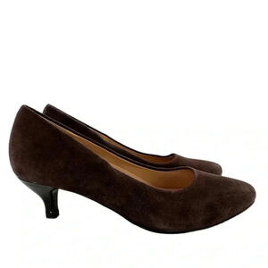 Trotters womens heels size 6 N chocolate brown suede kitten heel old money